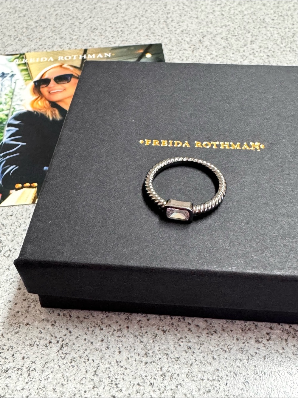 Freida Rothman Rectangular Bezel Stacking Ring - Picture 2 of 4